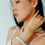 Summer Aquamarine & White Mother of Pearl Beaded Bracelet - floysun