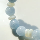 Summer Aquamarine & White Mother of Pearl Beaded Bracelet - floysun