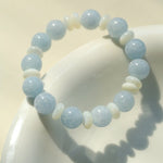 Summer Aquamarine & White Mother of Pearl Beaded Bracelet - floysun