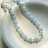 Summer Aquamarine & White Mother of Pearl Beaded Necklace - floysun