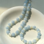 Summer Aquamarine & White Mother of Pearl Beaded Necklace - floysun