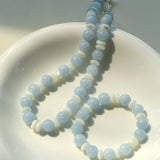 Summer Aquamarine & White Mother of Pearl Beaded Necklace - floysun