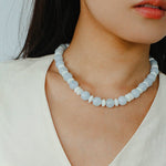 Summer Aquamarine & White Mother of Pearl Beaded Necklace - floysun