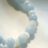 Summer Aquamarine & White Mother of Pearl Beaded Necklace - floysun