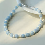 Summer Aquamarine & White Mother of Pearl Beaded Necklace - floysun