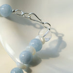Summer Aquamarine & White Mother of Pearl Beaded Necklace - floysun