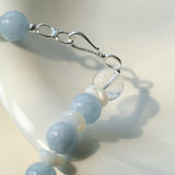 Summer Aquamarine & White Mother of Pearl Beaded Necklace - floysun