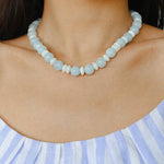 Summer Aquamarine & White Mother of Pearl Beaded Necklace - floysun