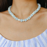 Summer Aquamarine & White Mother of Pearl Beaded Necklace - floysun