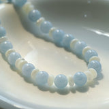 Summer Aquamarine & White Mother of Pearl Beaded Necklace - floysun
