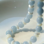 Summer Aquamarine & White Mother of Pearl Beaded Necklace - floysun