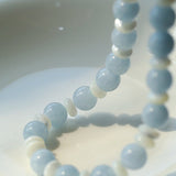 Summer Aquamarine & White Mother of Pearl Beaded Necklace - floysun