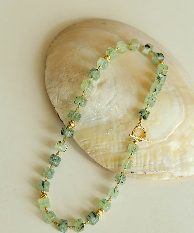 Summer Candy Box – Green Prehnite Faceted Beaded Necklace - floysun