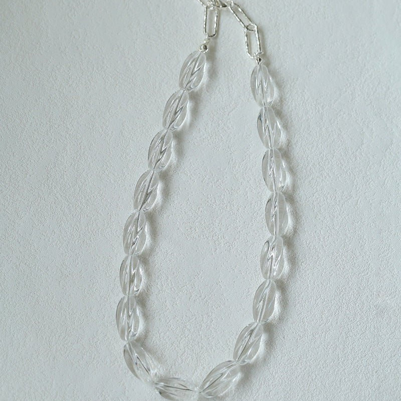 Summer Clear Oval White Crystal Beaded Necklace - floysun