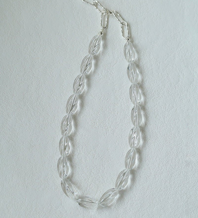 Summer Clear Oval White Crystal Beaded Necklace - floysun