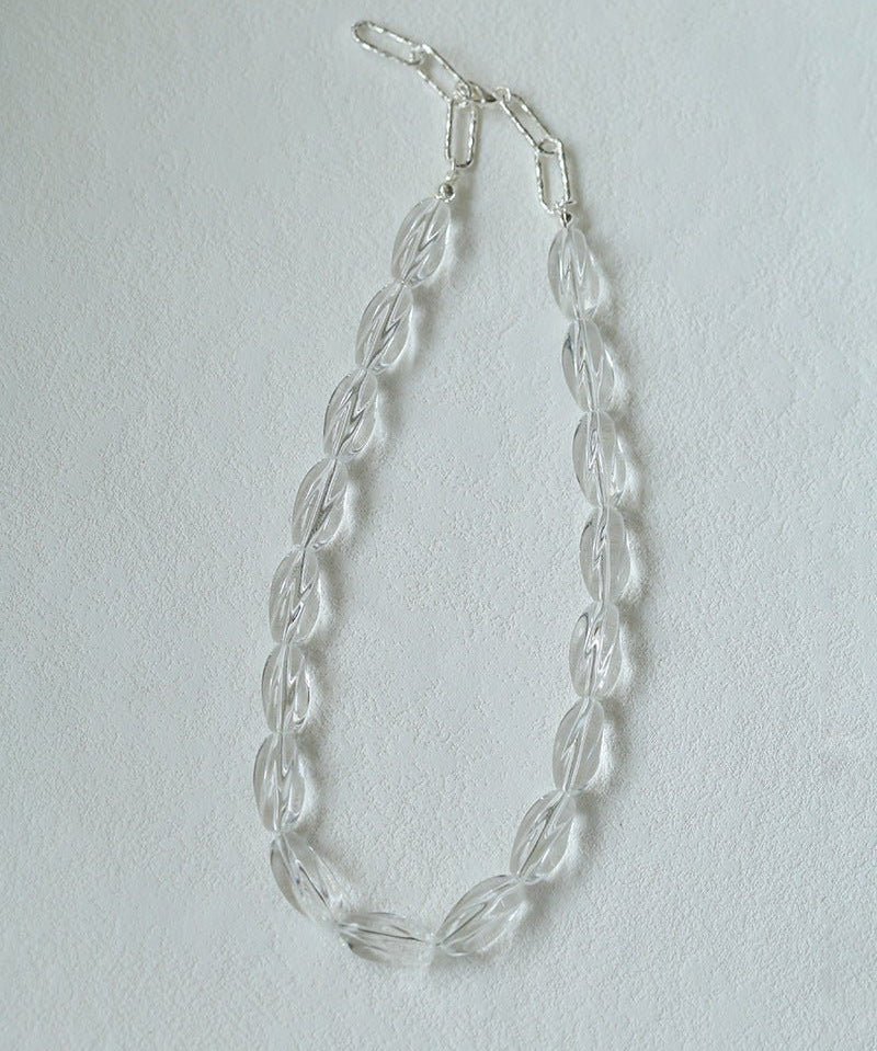 Summer Clear Oval White Crystal Beaded Necklace - floysun