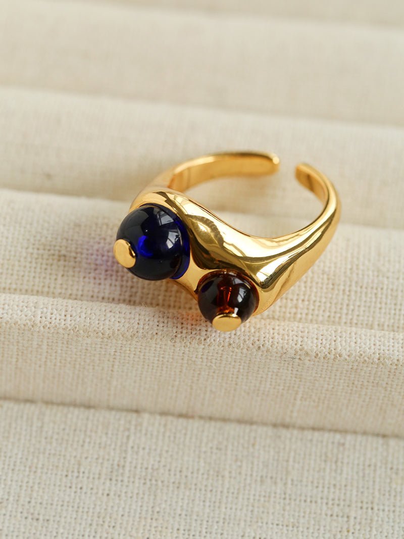 Summer New Colorful Glass Bead Open Ring - floysun