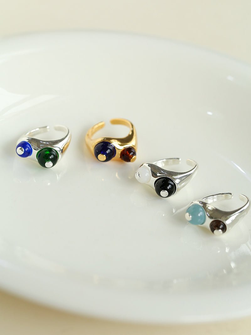Summer New Colorful Glass Bead Open Ring - floysun