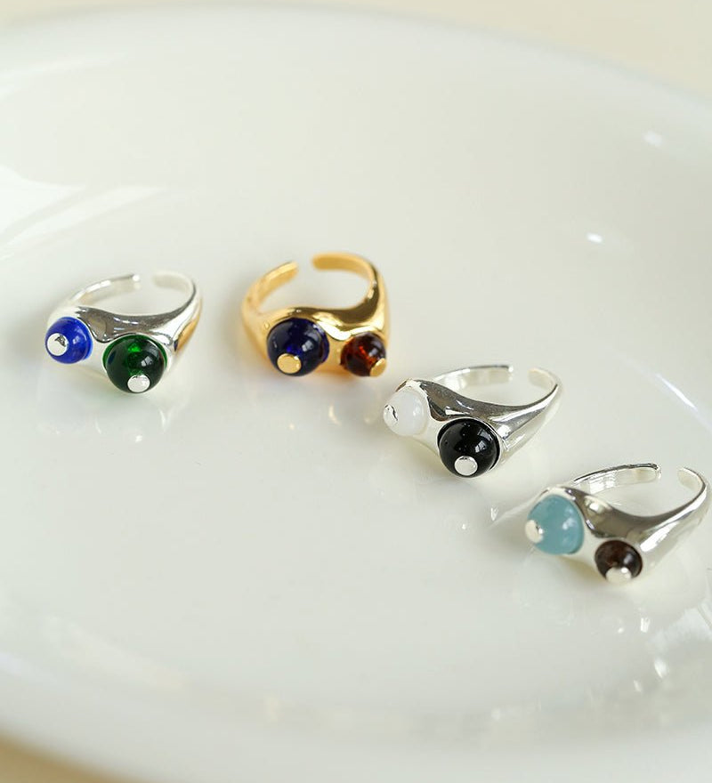 Summer New Colorful Glass Bead Open Ring - floysun