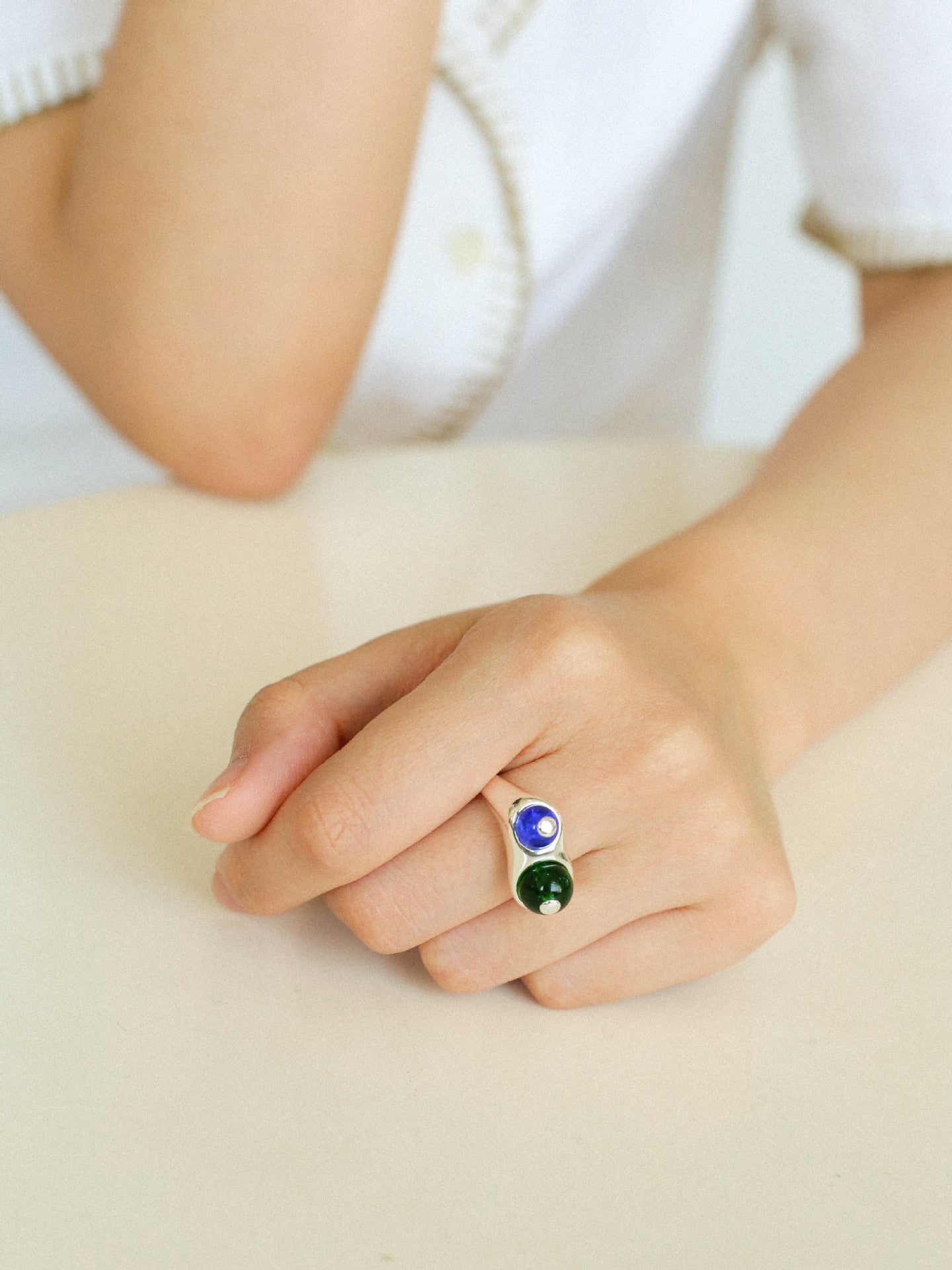 Summer New Colorful Glass Bead Open Ring - floysun