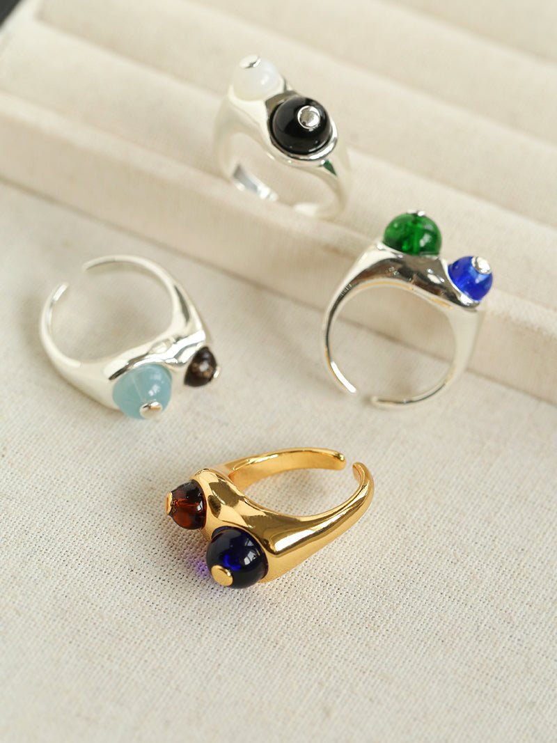 Summer New Colorful Glass Bead Open Ring - floysun