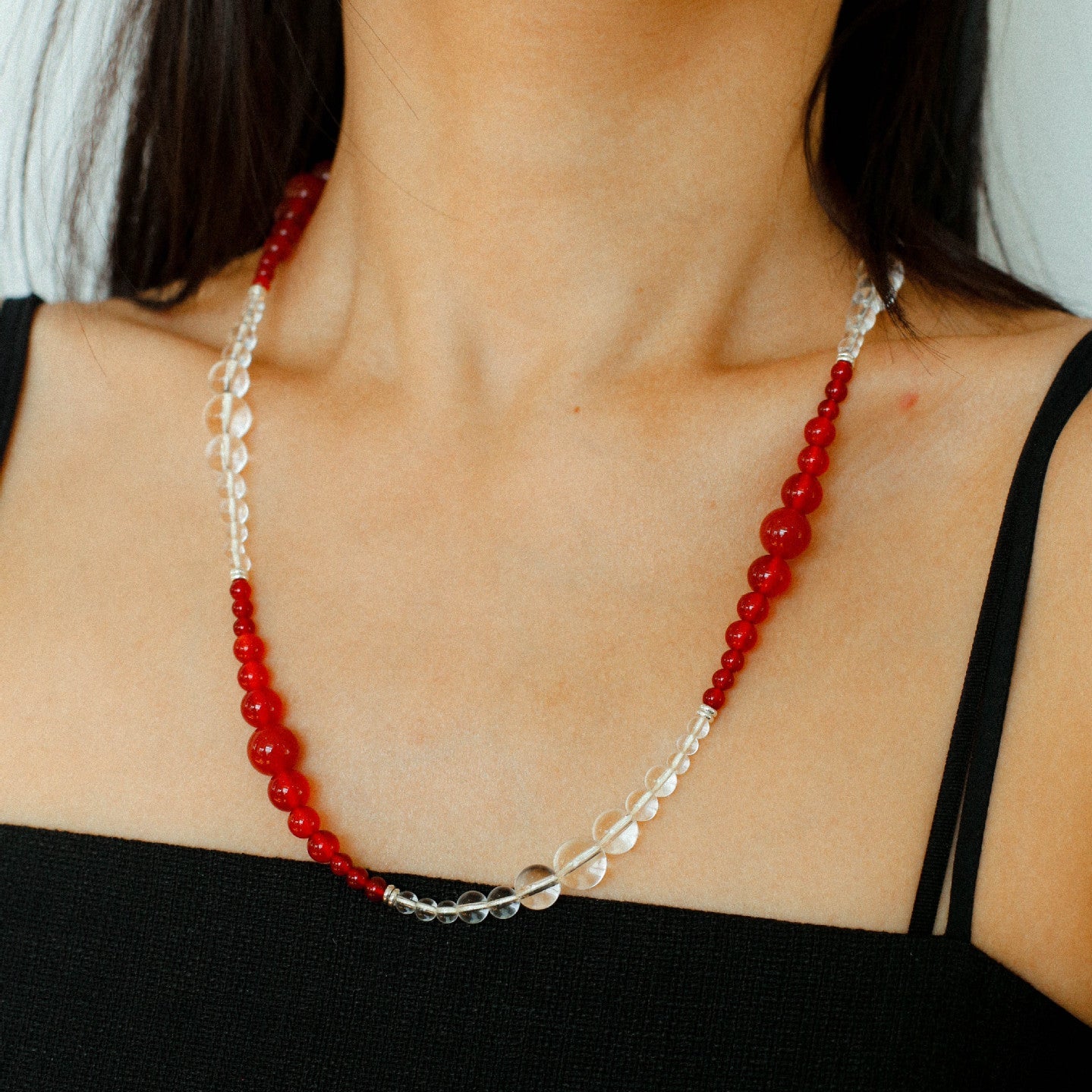 Sunlit Glow Gradient Red Agate Necklace - floysun