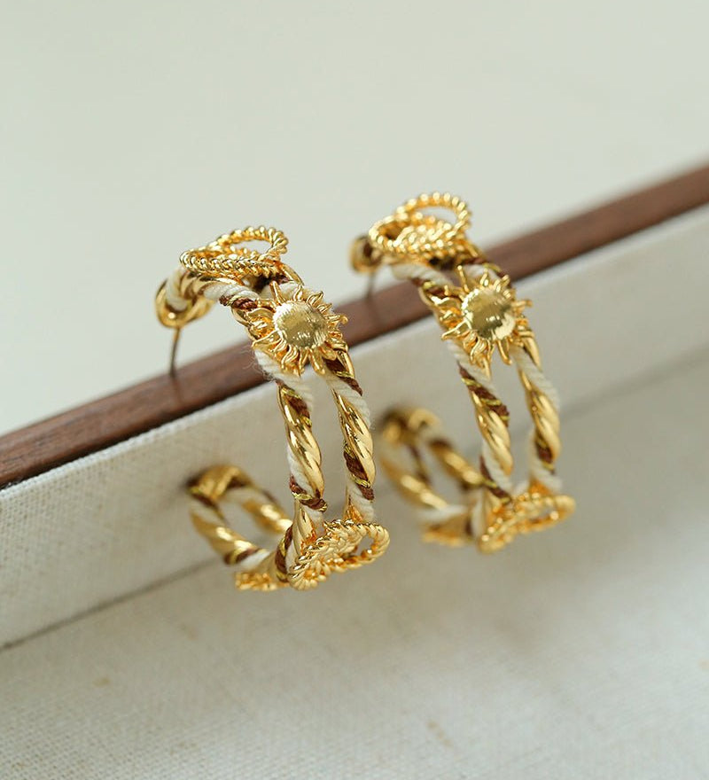Sunrise Knot Mini Hoop Earrings - Gold - floysun
