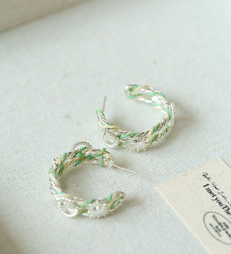 Sunrise Knot Mini Hoop Earrings - Silver - floysun