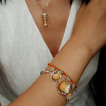 Sunset Coral & Turquoise Mini Flower Bracelet - floysun