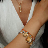 Sunset Coral & Turquoise Mini Flower Bracelet - floysun