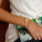 Sunset Coral & Turquoise Mini Flower Bracelet - floysun