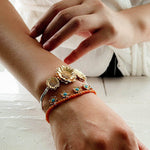 Sunset Coral & Turquoise Mini Flower Bracelet - floysun