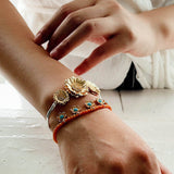 Sunset Coral & Turquoise Mini Flower Bracelet - floysun