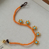 Sunset Coral & Turquoise Mini Flower Bracelet - floysun
