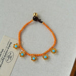 Sunset Coral & Turquoise Mini Flower Bracelet - floysun