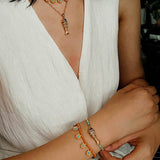 Sunset Coral & Turquoise Mini Flower Bracelet - floysun