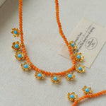 Sunset Coral & Turquoise Mini Flower Necklace - floysun