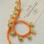 Sunset Coral & Turquoise Mini Flower Necklace - floysun
