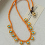 Sunset Coral & Turquoise Mini Flower Necklace - floysun