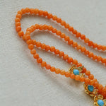 Sunset Coral & Turquoise Mini Flower Necklace - floysun