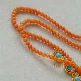 Sunset Coral & Turquoise Mini Flower Necklace - floysun