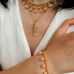 Sunset Coral & Turquoise Mini Flower Necklace - floysun