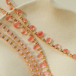 Sunset Dewdrop Necklace | Watermelon Quartz & Moonstone Fringe - floysun