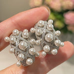 Swarovski Pearl Vintage Quilted Hoop Earrings - floysun
