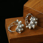 Swarovski Pearl Vintage Quilted Hoop Earrings - floysun