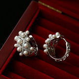 Swarovski Pearl Vintage Quilted Hoop Earrings - floysun