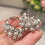 Swarovski Pearl Vintage Quilted Hoop Earrings - floysun
