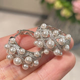 Swarovski Pearl Vintage Quilted Hoop Earrings - floysun