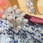 Swarovski Pearl Vintage Quilted Hoop Earrings - floysun