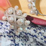 Swarovski Pearl Vintage Quilted Hoop Earrings - floysun